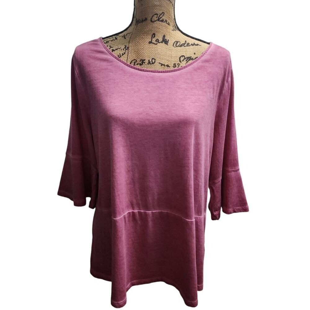 Lane Bryant Bell Sleeve Tunic Top Blouse Flowy Casual Pink Size 14/16